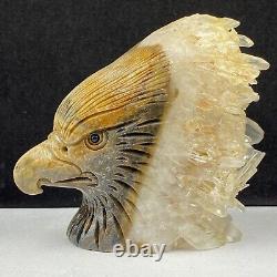 513g Natural quartz crystal cluster mineral specimen, hand-carved the Eagle gift