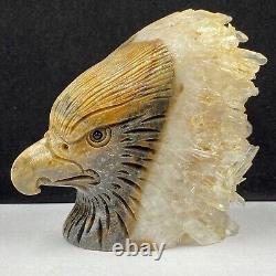 513g Natural quartz crystal cluster mineral specimen, hand-carved the Eagle gift