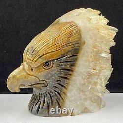 513g Natural quartz crystal cluster mineral specimen, hand-carved the Eagle gift