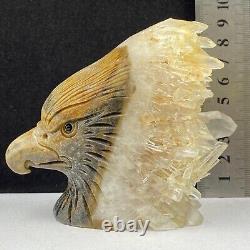 513g Natural quartz crystal cluster mineral specimen, hand-carved the Eagle gift