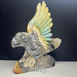 522g Natural Crystal Mineral Specimen. Amazon Stone. Hand-carved Eagle. Gift. Q3