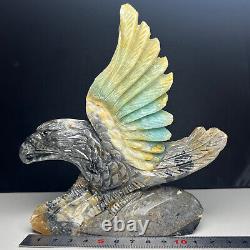 522g Natural Crystal Mineral Specimen. Amazon Stone. Hand-carved Eagle. Gift. Q3