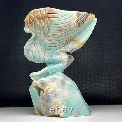 530g Natural Crystal Mineral Specimen. Amazon Stone. Hand-carved Eagle. Gift. WY
