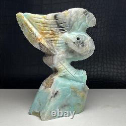 530g Natural Crystal Mineral Specimen. Amazon Stone. Hand-carved Eagle. Gift. WY