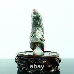 546g Natural bloodstone hand carved eagle quartz crystal decoration healing