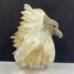 548g Natural quartz crystal cluster mineral specimen, hand-carved the eagle gift