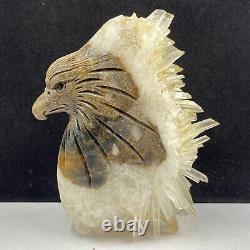 548g Natural quartz crystal cluster mineral specimen, hand-carved the eagle gift