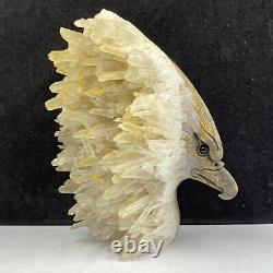 554g Natural quartz crystal cluster mineral specimen, hand-carved the eagle gift
