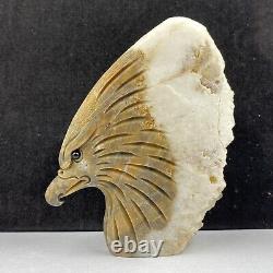 554g Natural quartz crystal cluster mineral specimen, hand-carved the eagle gift
