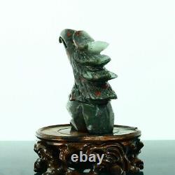 560g Natural bloodstone hand carved eagle quartz crystal decoration healing