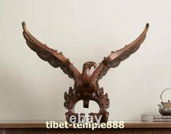 58.5cm China Art Deco Brass Wing Lanneret Hawk Eagle Abstract ornament Sculpture