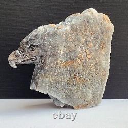 594g Natural quartz crystal cluster mineral specimen, hand-carved the eagle gift