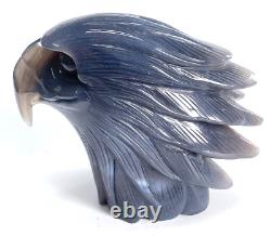 6.2'' Natural Geode Eagle Skull Hand Carved Crystal Sculpture, Home Decorator