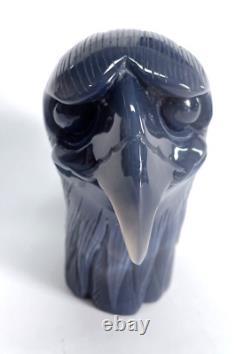 6.2'' Natural Geode Eagle Skull Hand Carved Crystal Sculpture, Home Decorator