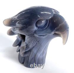 6.2'' Natural Geode Eagle Skull Hand Carved Crystal Sculpture, Home Decorator