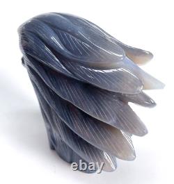 6.2'' Natural Geode Eagle Skull Hand Carved Crystal Sculpture, Home Decorator