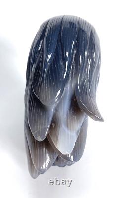 6.2'' Natural Geode Eagle Skull Hand Carved Crystal Sculpture, Home Decorator