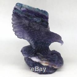 6.3 Eagle Statue Natural Fluorite Crystal Hand-Carved Crafts Home Office Decor