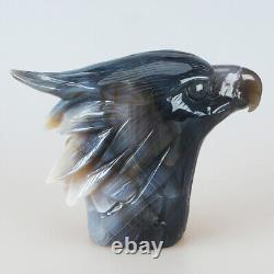 6.3 Natural Geode Agate Quartz Crystal Hand Carved Eagle Head Carving 1367g