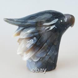 6.3 Natural Geode Agate Quartz Crystal Hand Carved Eagle Head Carving 1367g