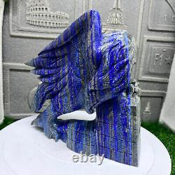 6.85LB Natural lapis lazuli Quartz Hand Carved Eagle Skull Crystal healing decor