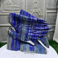 6.85LB Natural lapis lazuli Quartz Hand Carved Eagle Skull Crystal healing decor