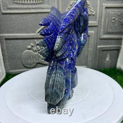 6.85LB Natural lapis lazuli Quartz Hand Carved Eagle Skull Crystal healing decor