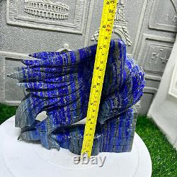 6.85LB Natural lapis lazuli Quartz Hand Carved Eagle Skull Crystal healing decor