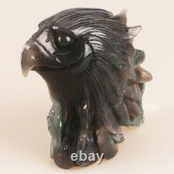 6.9 Natural Geode Agate Quartz Crystal Hand Carved Eagle Head Animal 1078g