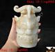 6 Chinese Old Jade Hand Carved Eagle Bird Animal Beast Face Fengshui Statue