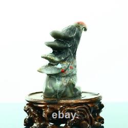 608g Natural bloodstone hand carved eagle quartz crystal decoration healing