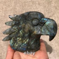 610g Natural labradorite eagle head Quartz hand carved crystal skull Healing