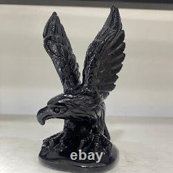 615g Natural Obsidian Quartz Hand Carved eagle Energy Reiki Healing GIFT