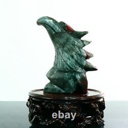 618g Natural bloodstone hand carved eagle quartz crystal decoration healing