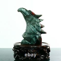 618g Natural bloodstone hand carved eagle quartz crystal decoration healing