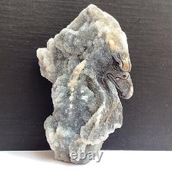 645g Natural quartz crystal cluster mineral specimen, hand-carved the eagle gift