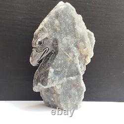 645g Natural quartz crystal cluster mineral specimen, hand-carved the eagle gift
