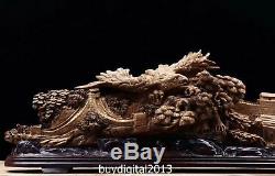 67 CM Indonesia Agarwood China hawk eagle spreads its wings Great Wall sculpture