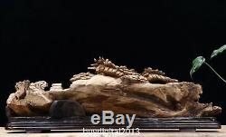 67 CM Indonesia Agarwood China hawk eagle spreads its wings Great Wall sculpture