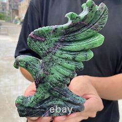 670g Natural Ruby zoisite hand carved eagle Quartz Crystal Specimen healing