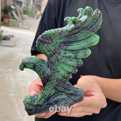 670g Natural Ruby zoisite hand carved eagle Quartz Crystal Specimen healing