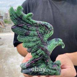 670g Natural Ruby zoisite hand carved eagle Quartz Crystal Specimen healing