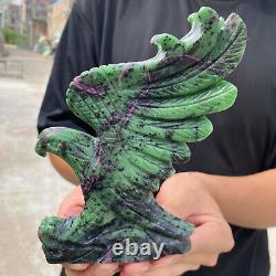 670g Natural Ruby zoisite hand carved eagle Quartz Crystal Specimen healing