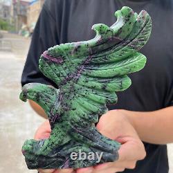 670g Natural Ruby zoisite hand carved eagle Quartz Crystal Specimen healing