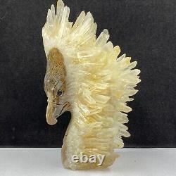 676g Natural quartz crystal cluster mineral specimen, hand-carved the Eagle gift