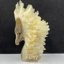 676g Natural quartz crystal cluster mineral specimen, hand-carved the Eagle gift