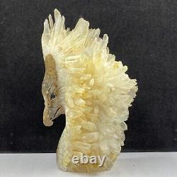 676g Natural quartz crystal cluster mineral specimen, hand-carved the Eagle gift