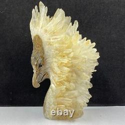 676g Natural quartz crystal cluster mineral specimen, hand-carved the Eagle gift