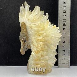 676g Natural quartz crystal cluster mineral specimen, hand-carved the Eagle gift