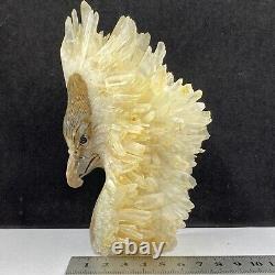 676g Natural quartz crystal cluster mineral specimen, hand-carved the Eagle gift